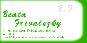 beata frivalszky business card